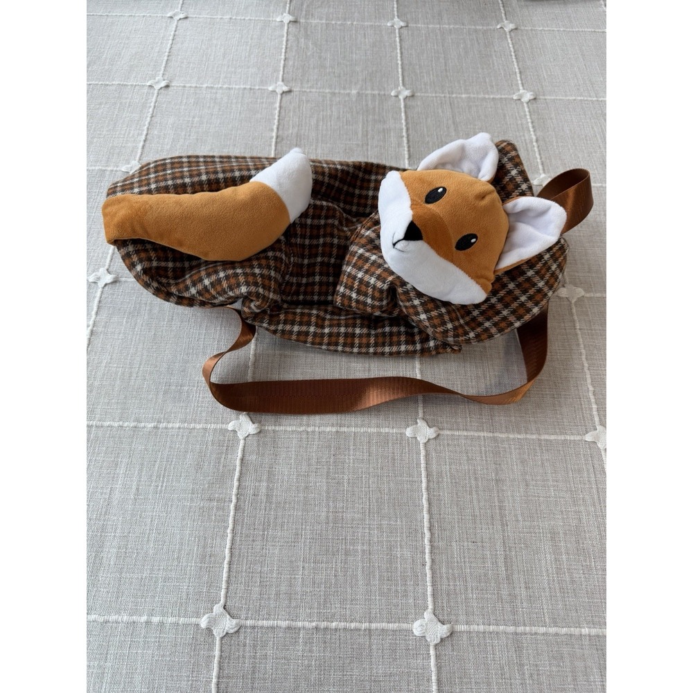 YogaPets Yoga Mat Carrier Bag FOX Brown Plush Plaid Tote tail strap zipper
